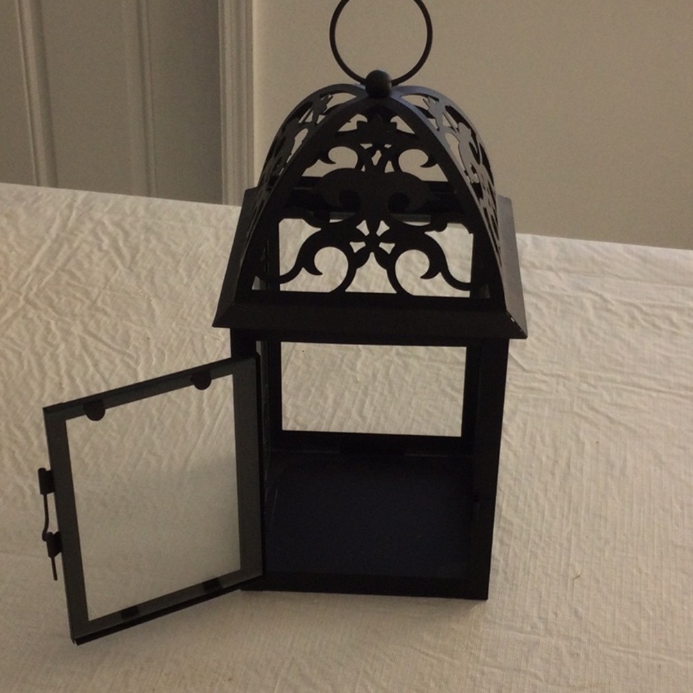Black Decorative Metal Lantern - Home Accents. ##
